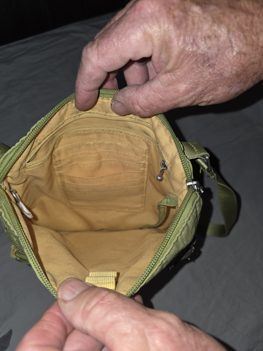 Baggallini Lime Green Crossbody Organizer with Yellow Interior